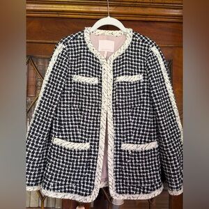 Rebecca Taylor Black and Cream Tweed Blazer